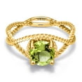 thumbnail image 3 of Gem Stone King 1.45 Ct Round Green Peridot 18K Yellow Gold Plated Silver Ring, 3 of 6