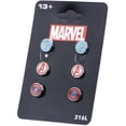 thumbnail image 2 of Stainless Steel Avenger Logo, Captain America, and Iron Man 3 pack Round Stud Earrings, 2 of 3
