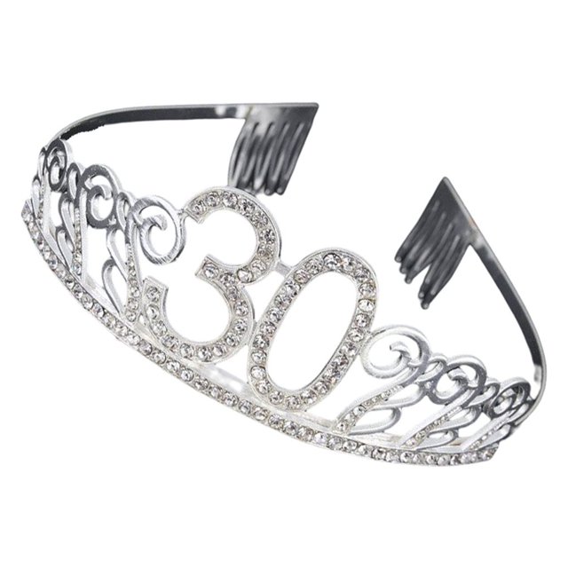 Qarigey Tocado de cumpleaños Ropa brillante Adorno Accesorios de peluquería Niñas Fiesta de aniversario Diadema Regalos de cumpleaños Accesorio para el cabello treinta Qarigey AP011164-05