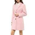 thumbnail image 2 of INSPIRE CHIC Manteau Long d'Hiver pour Femme à Revers Cranté, Manches Longues, Simple Boutonnage, Rose G, 2 of 7
