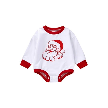 

Canis Christmas Baby Jumpsuit with Santa Print and Long Sleeves for Boys and Girls
