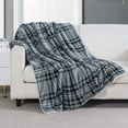 thumbnail image 3 of Elegant Comfort Throw Blanket, Reversible Sherpa Flannel, Ultra-Soft, Fuzzy, Plush- All season Lightweight Decorative Throw, 50 x 60 inches, Plaid Design Sherpa Throw, Silver Gray, 3 of 5