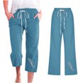 thumbnail image 3 of REALiKUN Capris for Women Casual Summer Wide Leg Crop Pants Loose Comfy Drawstring Yoga Jogger Capri Pants, 3 of 4