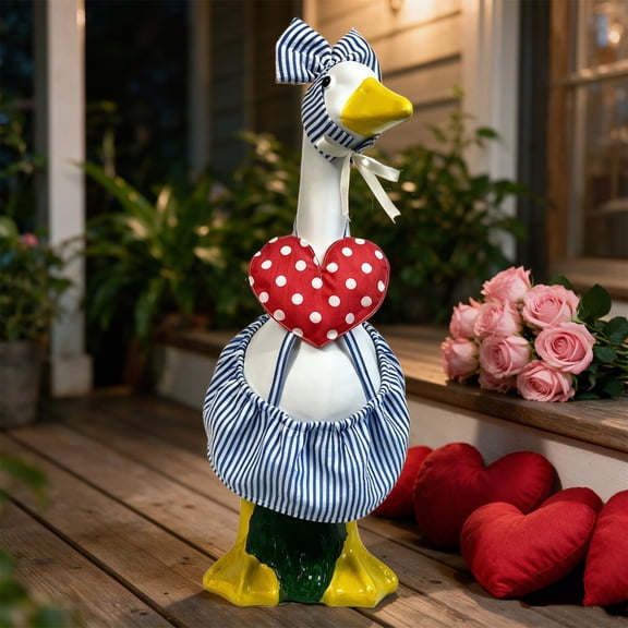 RUINIXCW Spring Valentines Day Porch Goose Outfits for 23 inch Cement Plastic Goose Statue Accessories Porch Goose Clothes Headband Set Yard Patio Lawn Art Decor (No Goose)