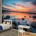 thumbnail image 2 of Peel and Stick Wallpaper Cloudscape Lake Sunset Removable Wall Mural Water Rocks Sky Distant Modern Art Wall Mural Decor Self Adhesive and Removable 100in x 144in, 2 of 8