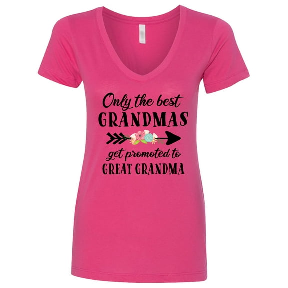 Inktastic Only the Best Grandmas Get Promoted to Great Grandma Women's V-Neck T-Shirt
