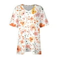 thumbnail image 4 of Pisexur Hauts pour Femmes, Hauts d'Été pour Femmes, Hauts Grande Taille pour Femmes, Hauts pour Dames Mode Été Sexy Imprimé Manches Courtes Col Rond Multicolore, 2TG, 4 of 7