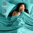 thumbnail image 3 of Bare Home Luxury Bed Sheet Set - Premium 1800 Collection - 4 Piece - Twin-XL, Turquoise, 3 of 9