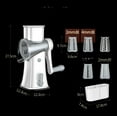thumbnail image 3 of XIBUZZ Multifunctional Rotary Cheese & Vegetable Grater with Handheld Blades, Suction Base, Stainless Steel, White, 3 of 6