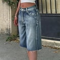 thumbnail image 3 of EMMIOL Women's Denim Shorts Y2K Vintage Jean Shorts Distressed Jorts Mid Waist Baggy Summer Streetwear, 3 of 7