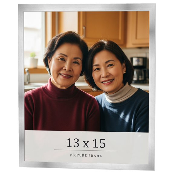 13x15 Frame Silver Real Wood Picture Frame Width 0.75 inches | Interior Frame Depth 0.5 inches |
