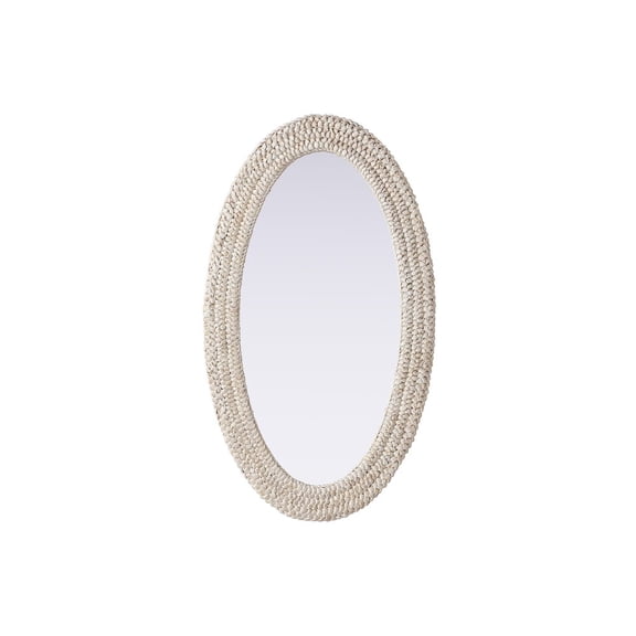 Elegant Decor Oval Cornhusk Mirror 24x42 in Linen White