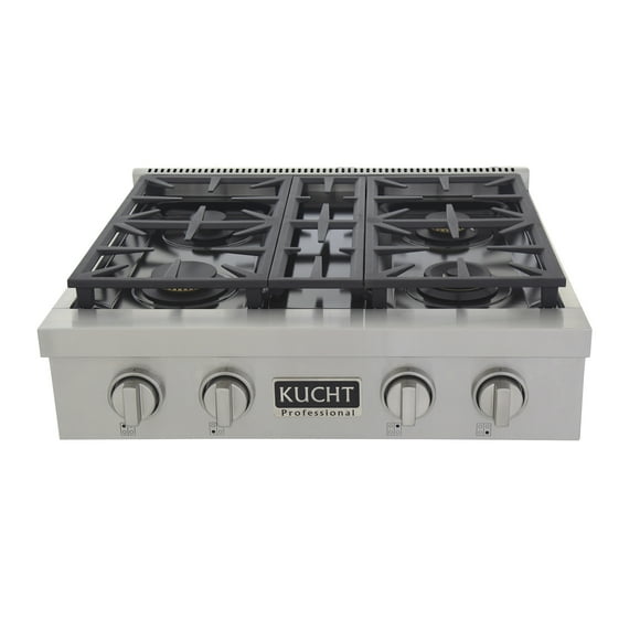 KUCHT Professional 30 in. Propane Gas Range Top with Sealed Burners in Stainless Steel with Classic Silver Knobs