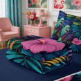 thumbnail image 5 of Manfei Tropical Floral Leaves Zipper Full Size Comforter Sets with Fitted Sheet and 2 Pillowcases,Botanical Plants Zipper Bedding Set,Reversible, 5 of 7