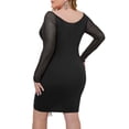 thumbnail image 6 of Gvmfive Womens Plus Size Sexy Party Cocktail Bodycon Dress Mesh Long Sleeve Mini Dress, 6 of 6