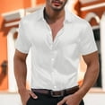 thumbnail image 1 of pstuiky camisetas de hombre, Camisa informal de manga corta con solapa y botones de color liso para fiesta de baile para hombre camisas casuales para hombre s, 1 of 8