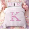 thumbnail image 2 of Manfei Modern Geometric Stripes Twin Quilt Set,Monogrammed K Design Twin Coverlet Set,3 Pieces,1 Bedspread and 1 Pillowcase, 2 of 7