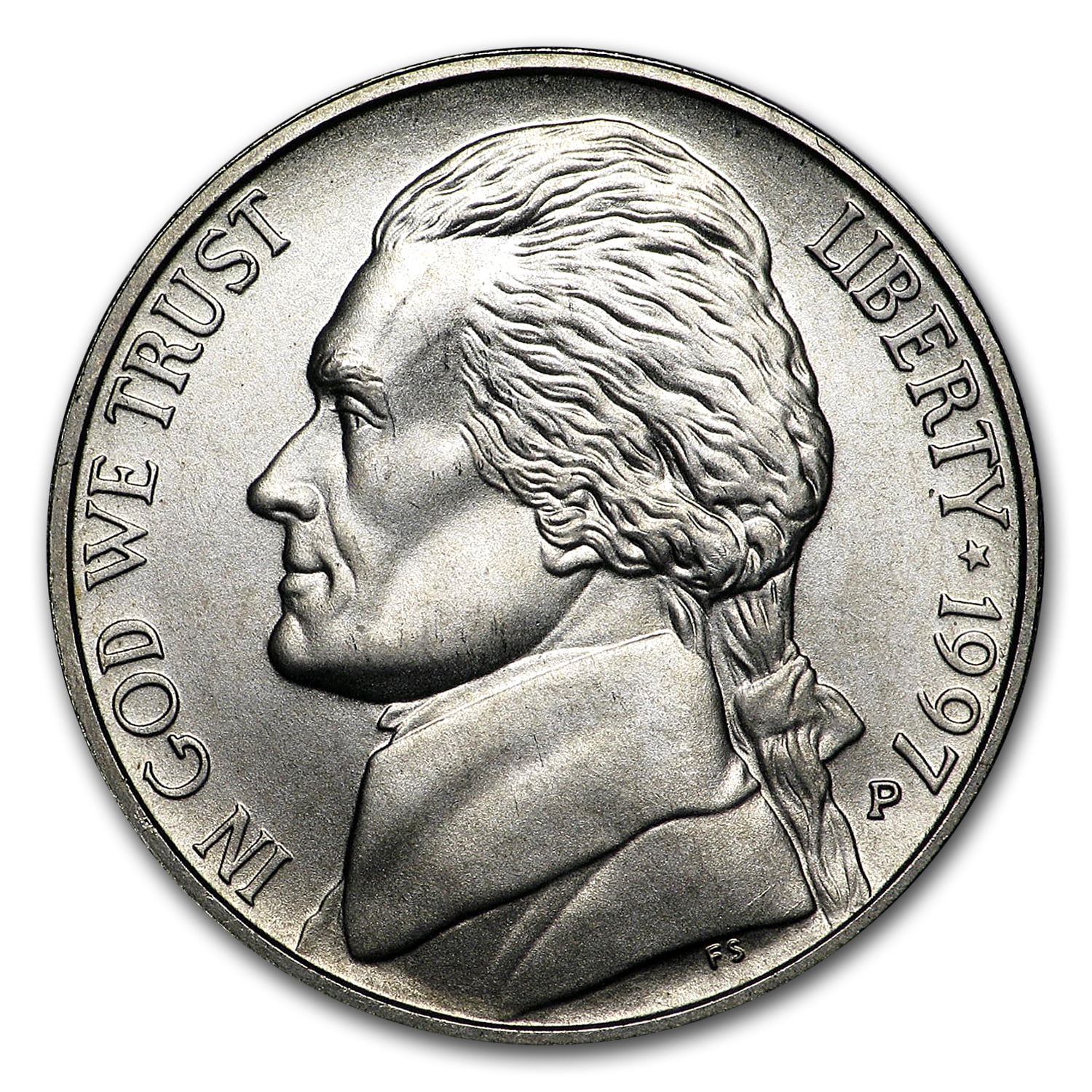 1997P Jefferson Nickel Gem BU Matte Finish