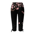 thumbnail image 5 of Mrat Printed Cropped Pants Female Long Pants Drawstring Printed Cropped Pants Cargo Sweatpants for Female High Waisted Straight Capris with Pockets Black_AA S, 5 of 5