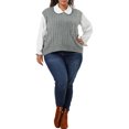 thumbnail image 2 of Agnes Orinda Women's Plus Size Sweater Vest Cable Knit Sweater Sleeveless Pullover Vests 3X Gray, 2 of 8