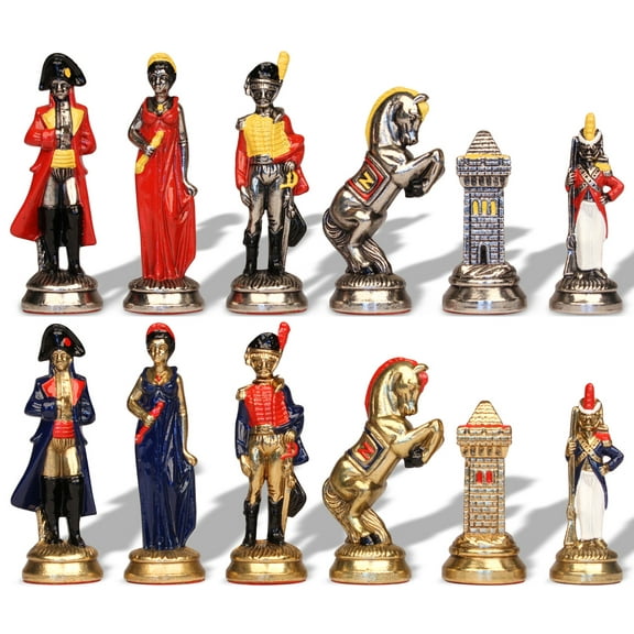 Large Napoleon Theme Hand Painted Metal Chess Set by Italfama