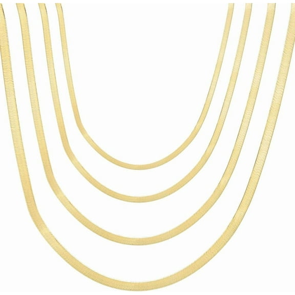 Floreo 14k Yellow Gold (3mm, 4mm, 4.5mm, 6mm) Flexible Shiny Herringbone Necklace