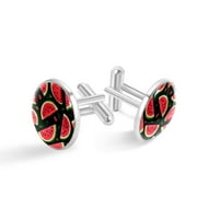 Watermelon Elegant Men's Cufflinks for Formal Attire, Made of Stainless Steel, Ideal for Weddings and Business Meetings