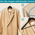 thumbnail image 6 of 20 Pack Wooden Coat Hangers, 360° Swivel Hook, Suit Hangers with Anti-Slip Notches, Clothes Hangers for Jackets, Shirts, Dress, Black UAWY0520B, 6 of 7