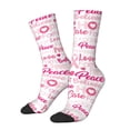 thumbnail image 1 of Wukai Breast Cancer Pink Ribbons Awareness (2) Print Contrast Color Mid-tube Socks, 3D Printing Design Adult Socks, High Elastic Breathable Sports Socks, Suitable for Daily,Unisex, 1 of 6