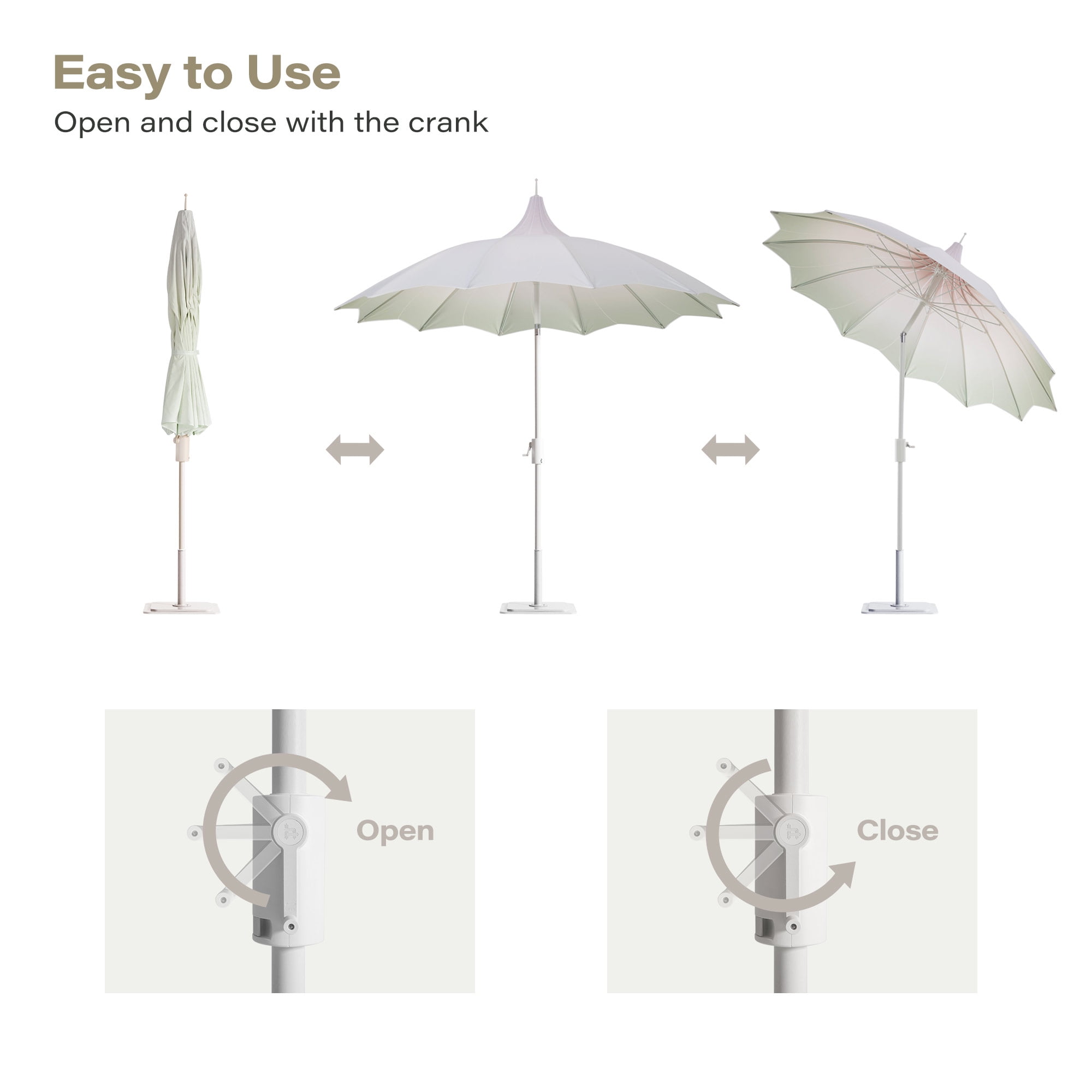 LAUSAINT HOME 9FT Outdoor Patio Umbrella with LED Light & Crank Handle, Gradient Green