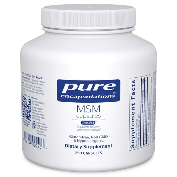 Pure Encapsulations MSM Capsules | Sulfur Supplement to Support Joints, Immune System, Connective Tissue, and Respiratory Health* | 250 Capsules