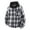 Black, variant on YueHuiYing Men Flannel Patchwork Fashion Plaid Hooded Button Long Sleeve Jacket Shirts