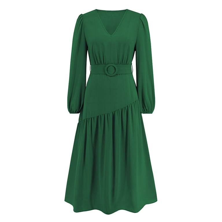 knee length dresses for ladies Donna Karan Women's V-Neck Long-Sleeve Wrap Dress - Cream main image 0