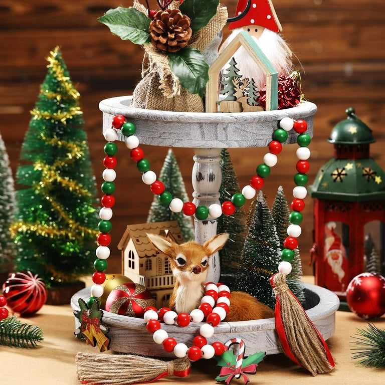 Christmas Decorations For Tree Colorful Christmas Tree Pendant Christmas  Ornament Ribbon Wooden Beads Decoration For Christmas