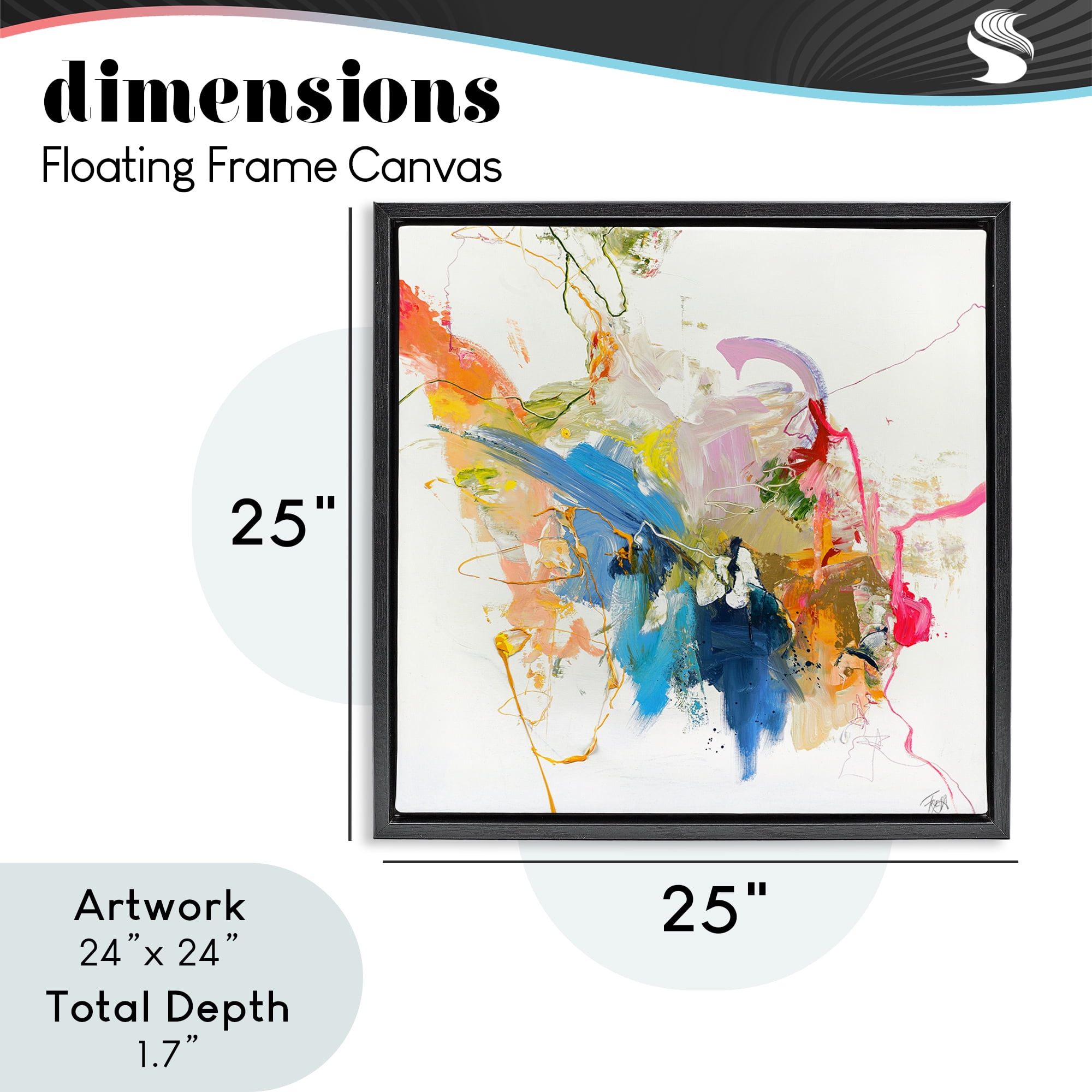 Confident Pink Abstraction Black Framed Floater Canvas Wall Art, design by Design Fabrikken