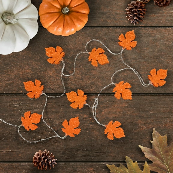 Northlight LED Maple Leaf Fall Harvest Fairy Lights - Warm White - 5.5' Copper Wire - 10ct