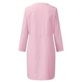 thumbnail image 5 of Women Casual 3/4 Sleeve Dress Crew Neck Button Dresses Dressy Loose Lounge Wear Daily Dress with Pockets, 5 of 5