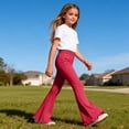 thumbnail image 4 of BFHHYA Girls Stretch Bell Bottoms Flare Pants Ruffle Bootcut Leggings Casual Cotton High Waist Pants for Girls Size 4-16 Years, 4 of 8