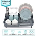 thumbnail image 3 of Extendable Dish Rack, Dual Part Dish Drainers with Non-Scratch and Movable Cutlery Drainer and Drainage Spout, Adjustable Dish Drying Rack for Kitchen, 1 Piece Grey, 3 of 7