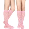 thumbnail image 3 of CHUNTIAN Sox Womens Girls Cute Fishnet Knee High Socks Colorful Hollow Out Sheer Mesh Slouch Socks Sexy Lace Knee Highs Gifts, 3 of 7