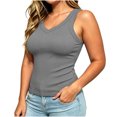 thumbnail image 2 of ThreadVibe Womens Plus Size Tank Tops V Neck Sleeveless Ribbed Tank Casual Basic Thick Strap Slim Fitted Racerback Shirts Cute Going Out Top,Business Casual Outfits, 2 of 7