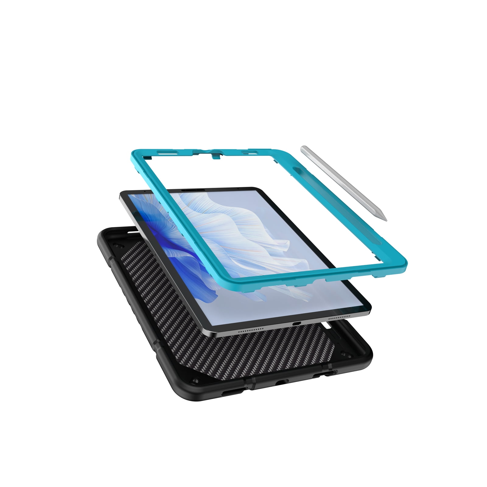 Allytechgroup Case for Apple iPad Air 11 Inch M4 M3 M2 2026/2025/2024, Rugged Tablet Case with Kickstand Pencil Holder Logo Hole Kids Friendly TPU + PC Cover, Blackblue