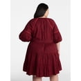 thumbnail image 3 of Terra & Sky Women’s Plus Tiered Mini Dress with Elbow Length Sleeves, Sizes 0X-5X, 3 of 5