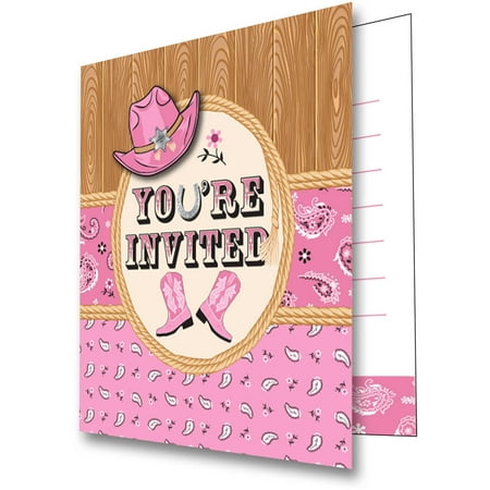 Pink Bandana Cowgirl Invitations, 8pk
