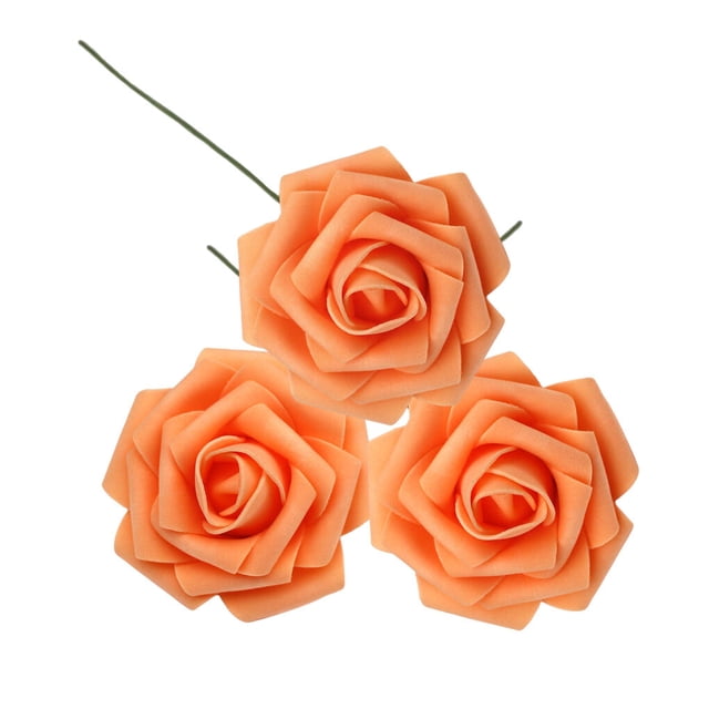 Xingzhi 50 Pcs Maison Bureau Hôtel Portables Fleurs Artificielles Réalistes Intérieur Extérieur Mariage Réutilisables Roses Simulées Orange