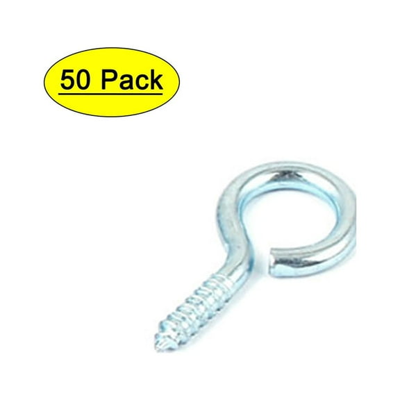 Uxcell Garden Vine Wire 3mm Thread Dia Eyelet Screw Eye Hook 50Pcs Zinc Plated