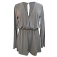 thumbnail image 5 of Womens Casual Stretch Long-Sleeve Plunging Deep V-Neck Romper Playsuit, 5 of 6