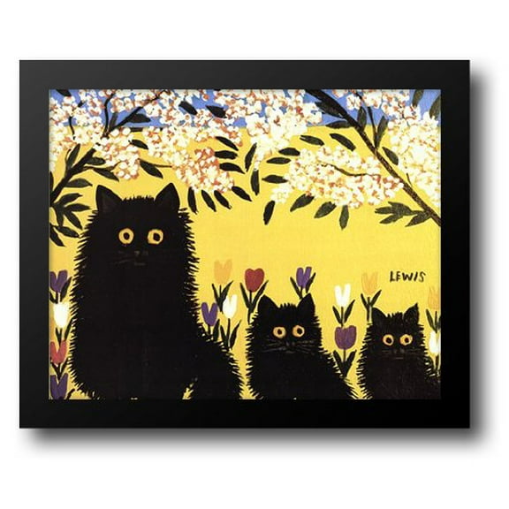 FrameToWall - Three Black Cats 22x18 Framed Art Print by Lewis, Maud