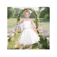 thumbnail image 4 of Sunny Fashion Flower Girls Dress Tulle Spaghetti Strap Sleeveless Church Wedding Bridesmaid White 8 Years, 4 of 8