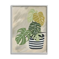 Stupell Industries Contemporary Monstera Plant Still Life Black Stripe Planter, 16 x 20, Design by Patricia Pinto
